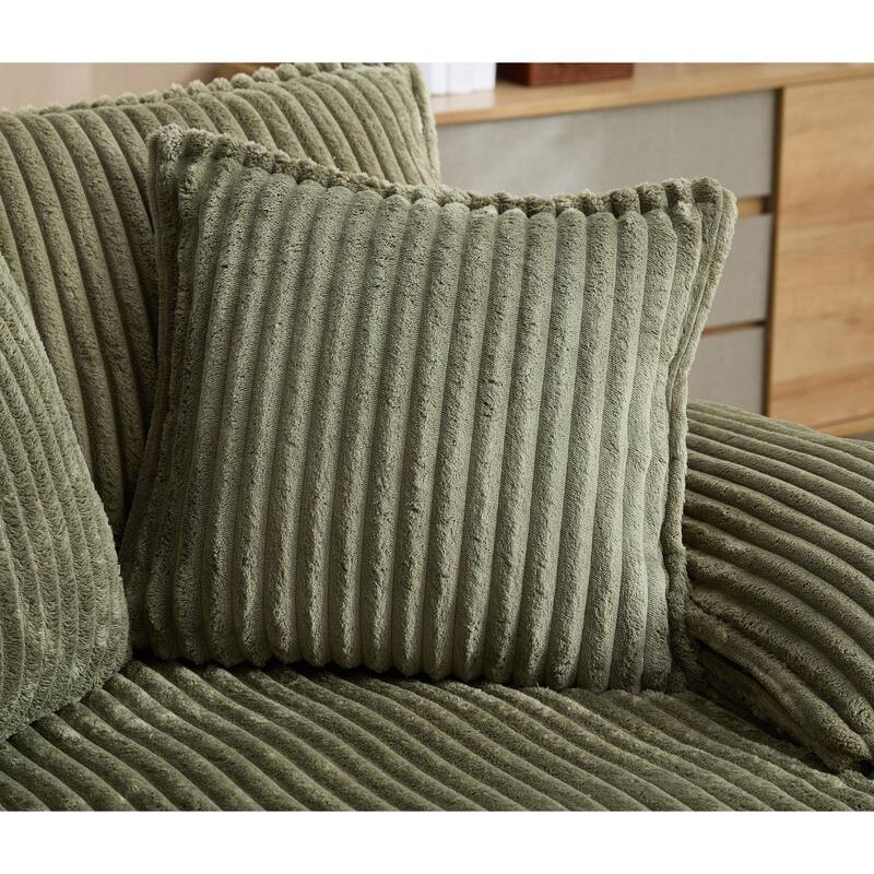 Corduroy Oversized Chaise Lounge with 4-Position Adjustable Backrest, 2 Pillows & 300lb Capacity - Convertible Sofa Bed