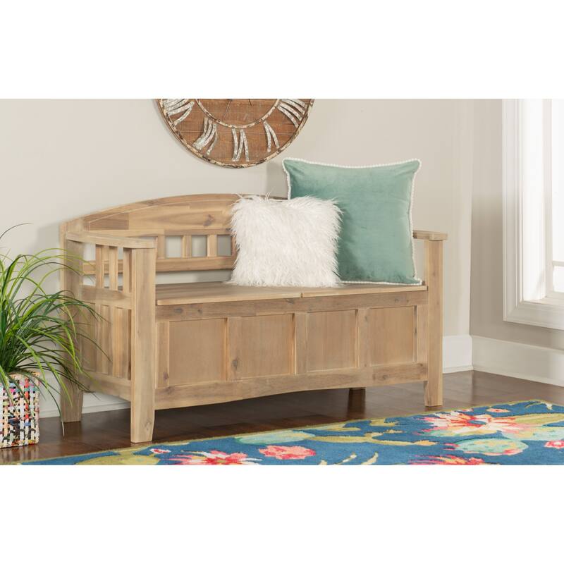 Slatted Back Storage Bench - 52" - Brown
