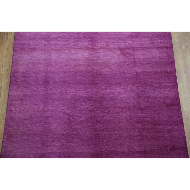 Hand Knotted Oriental 100% Wool Carpet Modern Solid Purples Gabbeh Area Rug - 9' 0'' X 6' 1''