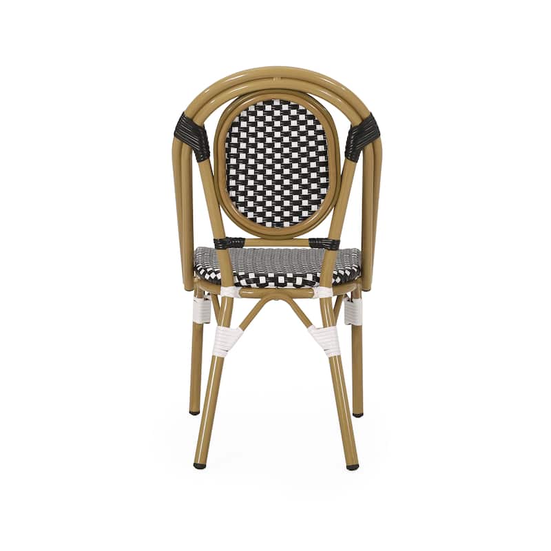 Outdoor PE Ratten and Aluminum French Bistro Chairs, Set of 2