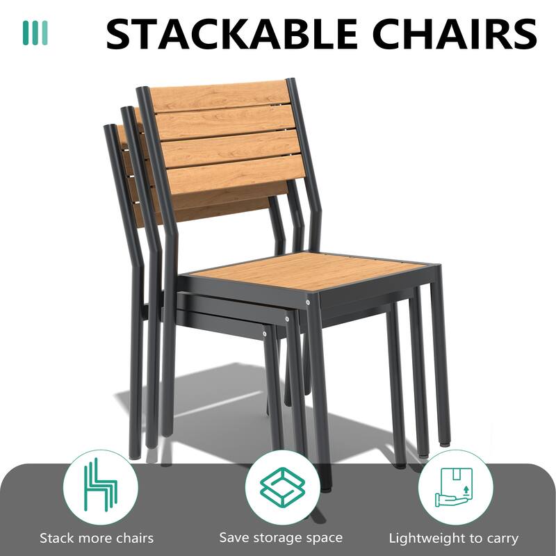 9-piece Outdoor Patio Aluminum Rectangle Dining Set with Chairs Umbrella Hole