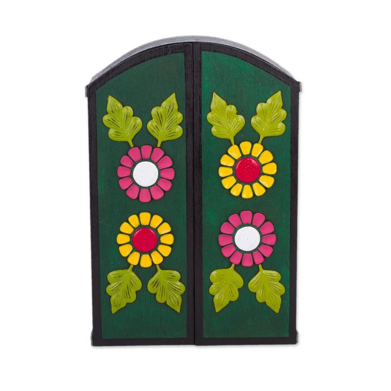 Novica Handmade Andean Mask Shop Ceramic Retablo