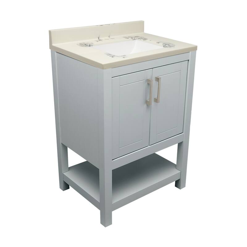 Taos 25" Bathroom Vanity with Cultured Marble Vanity Top Sink in White with White Basin