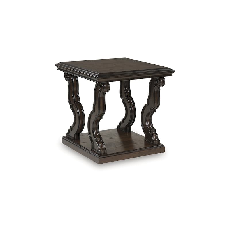 Signature Design by Ashley Maylee Dark Brown End Table - 27.63" W x 27.63" D x 25.5" H