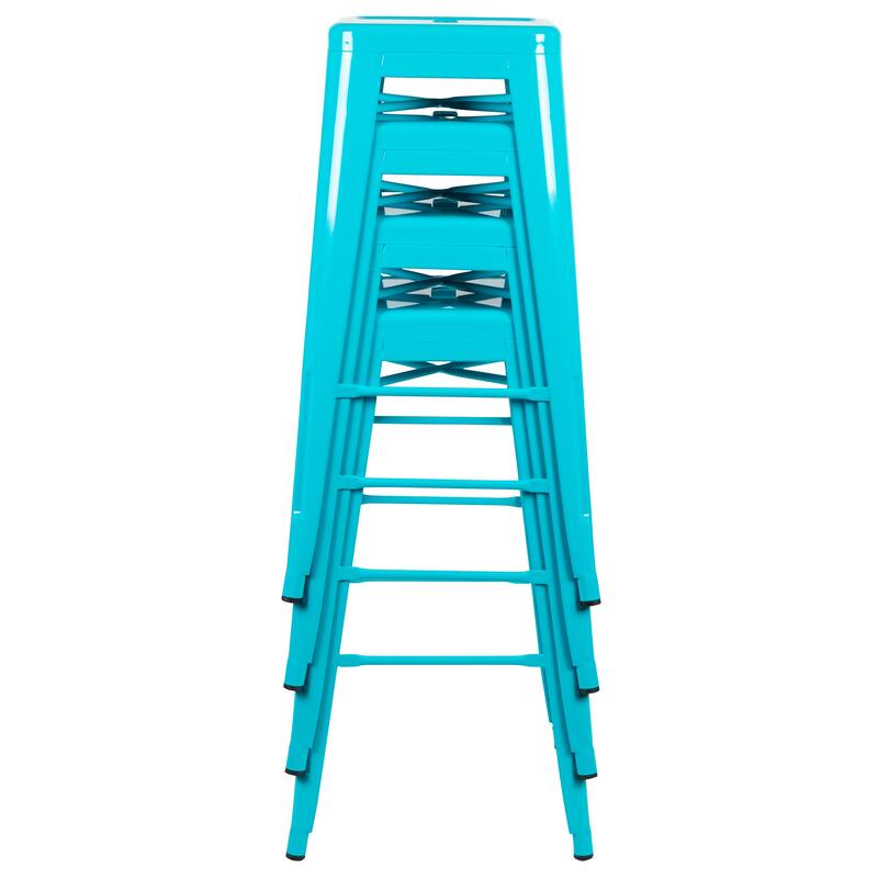 Metal 30-inch High Indoor Stackable Bar Stool (Set of 4)