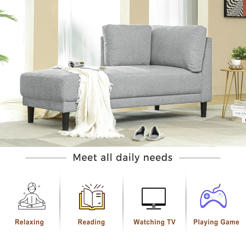 Mid-Century Linen Fabric Sofa Recliner, Leisure Upholstered Indoor Chaise Lounge