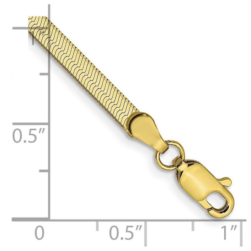 Curata 10k Yellow Gold Unisex 3mm Flexible Herringbone Chain Bracelet - 7" 8" 9"