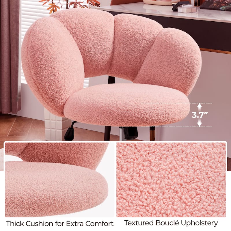 Yaheetech Upholstered Desk Chair Rolling Computer Chair with Cloud-shaped Backrest