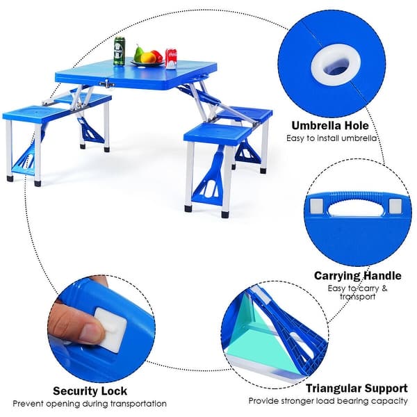 Shop Costway Outdoor Camping Foldable Picnic Table W Bench 4 Seat
