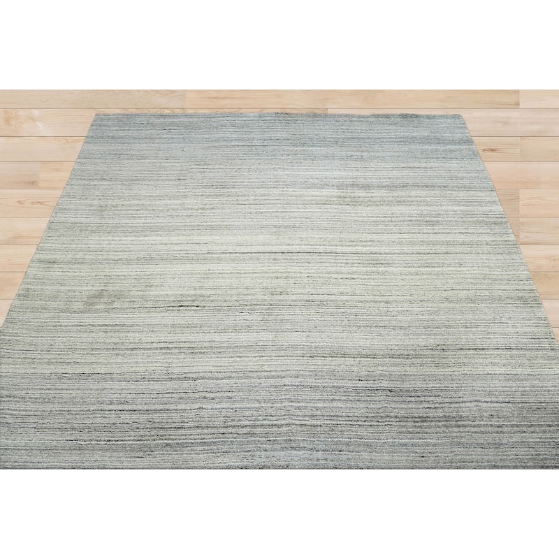 Hand Knotted Textured Tone On Tone Gray Tibetan Wool Modern Area Rug