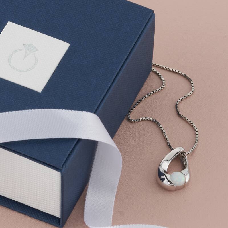 1 ct Created White Opal Pendant Necklace in Sterling Silver