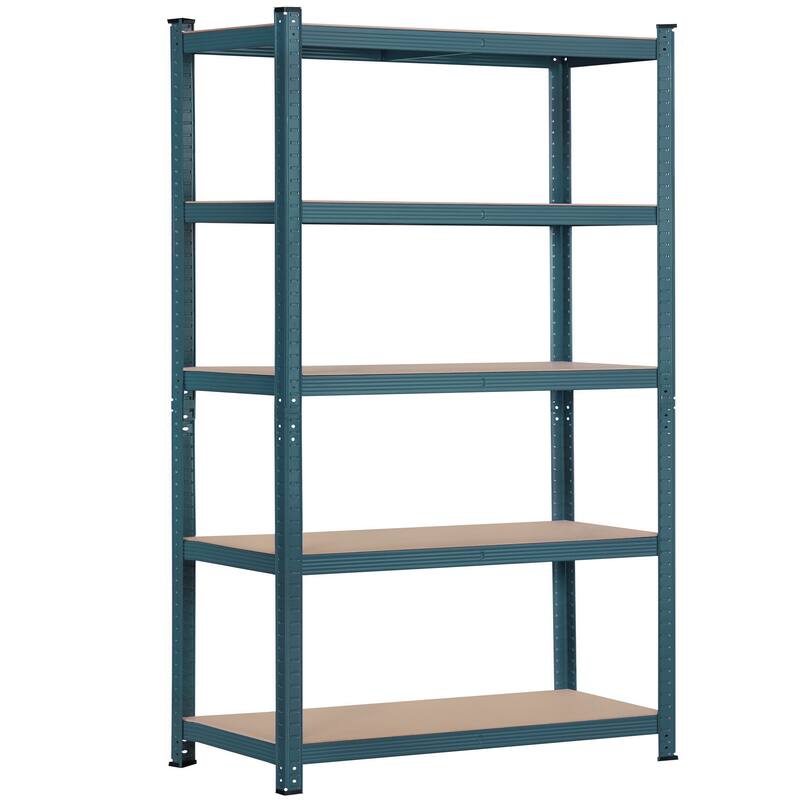 Yaheetech 71in 5-Tier Metal MDF Storage Rack, Adjustable Shelves, 386lb Capacity for Each Shelf - Neptune Blue
