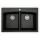 preview thumbnail 1 of 51, Karran Drop-in Quartz 50/50 Double Bowl Kitchen Sink Black