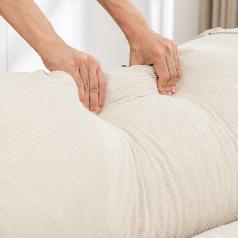 Versatile Lazy Sofa Corduroy Chaise Lounge Floor Couch Composed of 5 Cylindrical Pillows with Adjustable Straps