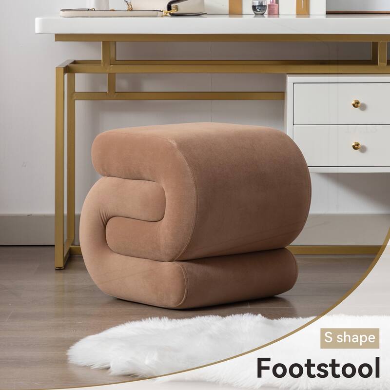 S-shape Velvet Fabric Ottoman Makeup Stool