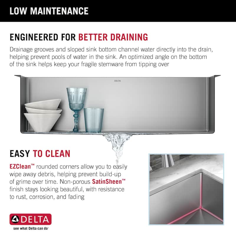 Delta 953034-32S Lenta 32” Undermount 16 Gauge Stainless Steel Single