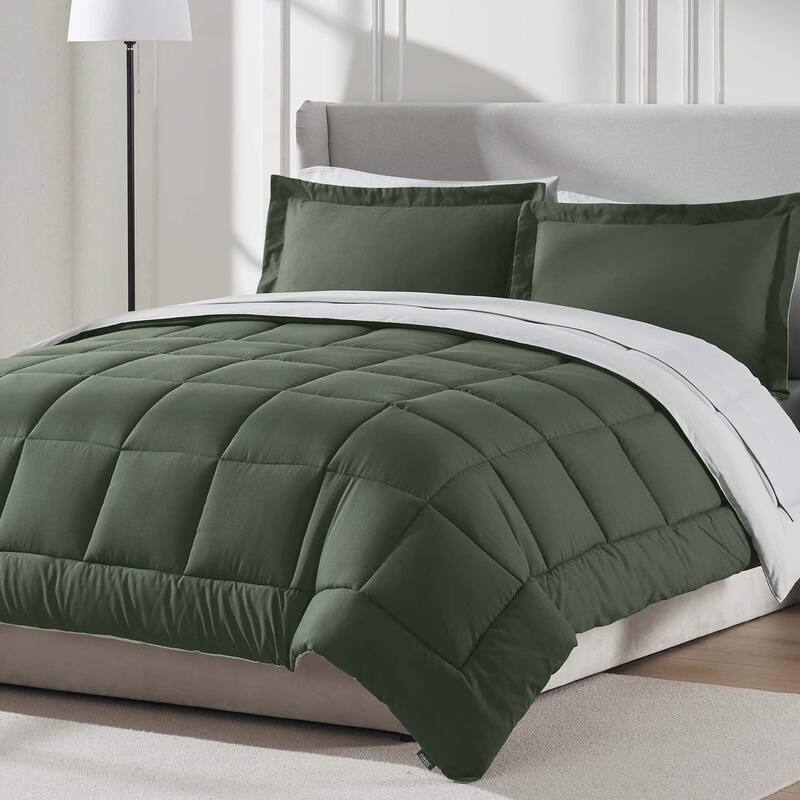 Emperyan Reversible Comforter Set Bed in a Bag with Down Alternative Pillow