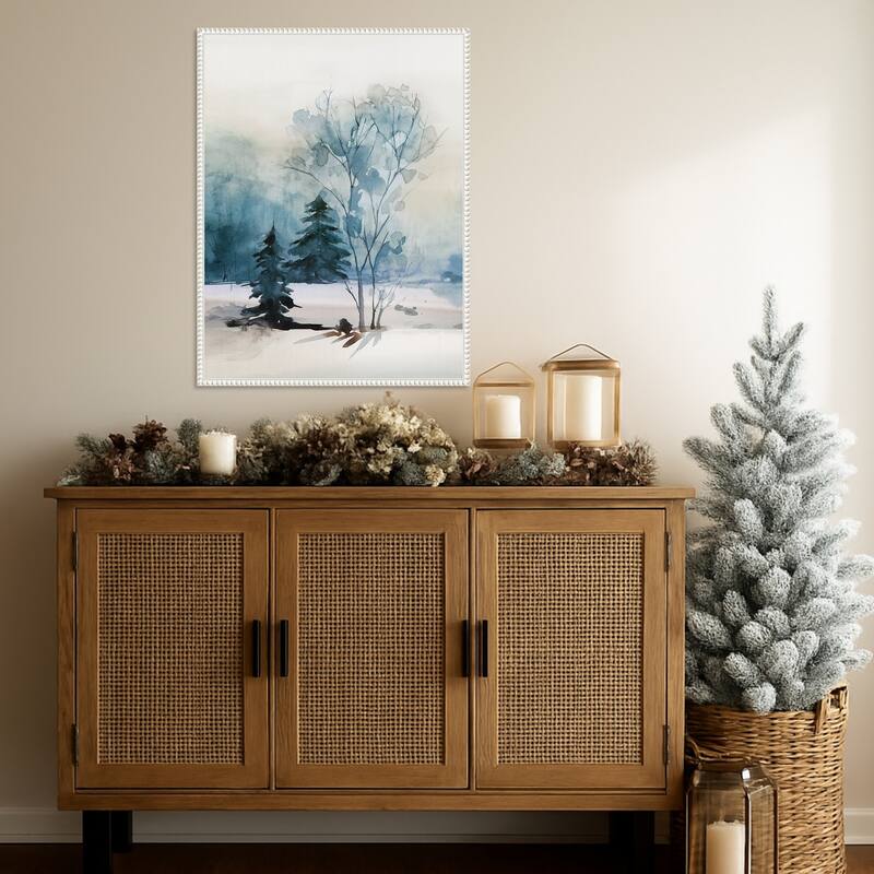 Dusty Blue II by Isabelle Z Framed Canvas Wall Art Print - Sylvie Beaded White
