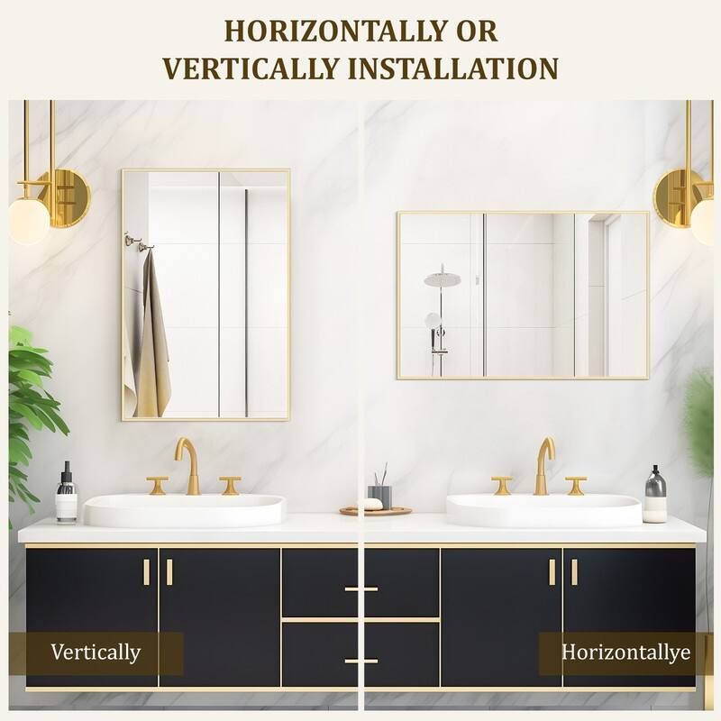 Gold Rectangular Durable Aluminum Frame Mirror