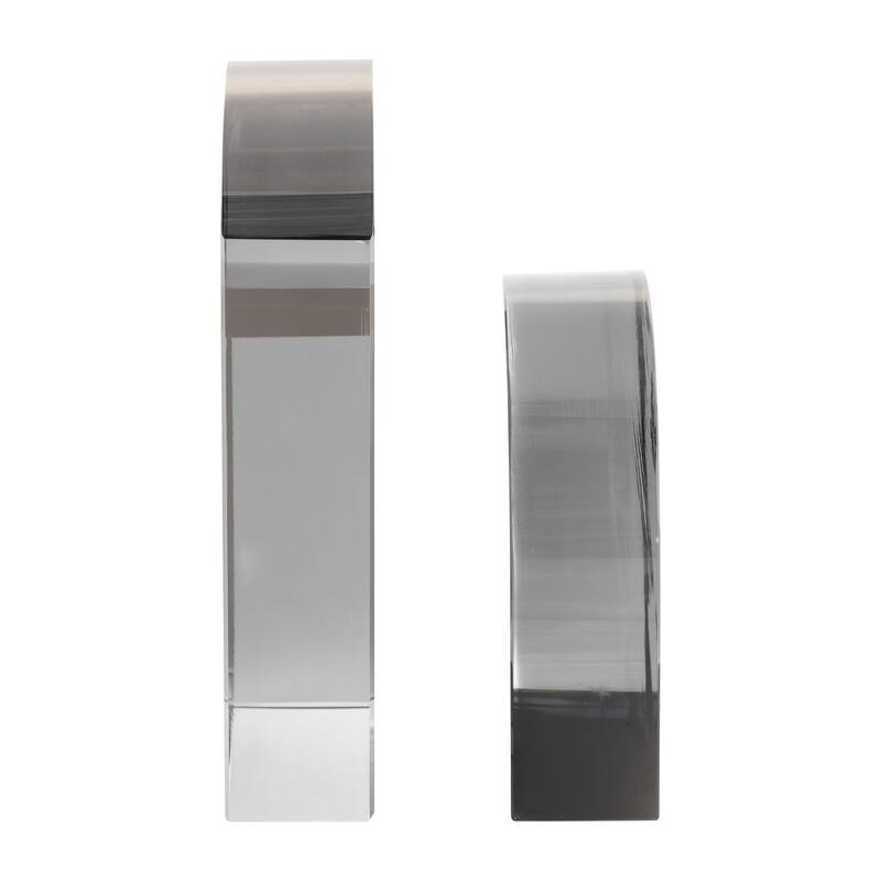 Sagebrook Home Glass, Set Of 2 6" Contemporary Bookends, Smoke, Novelty, 6"H, Solid Color - 6.0" x 2.0" x 6.0"