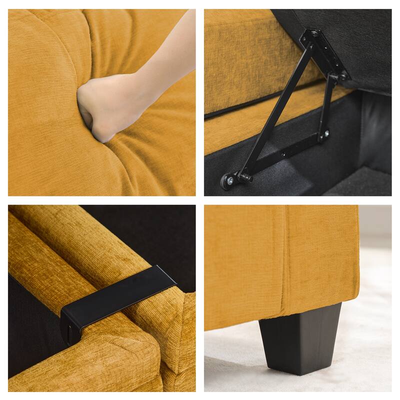 Chenille Storage Sofa, Multi-functional Loveseat