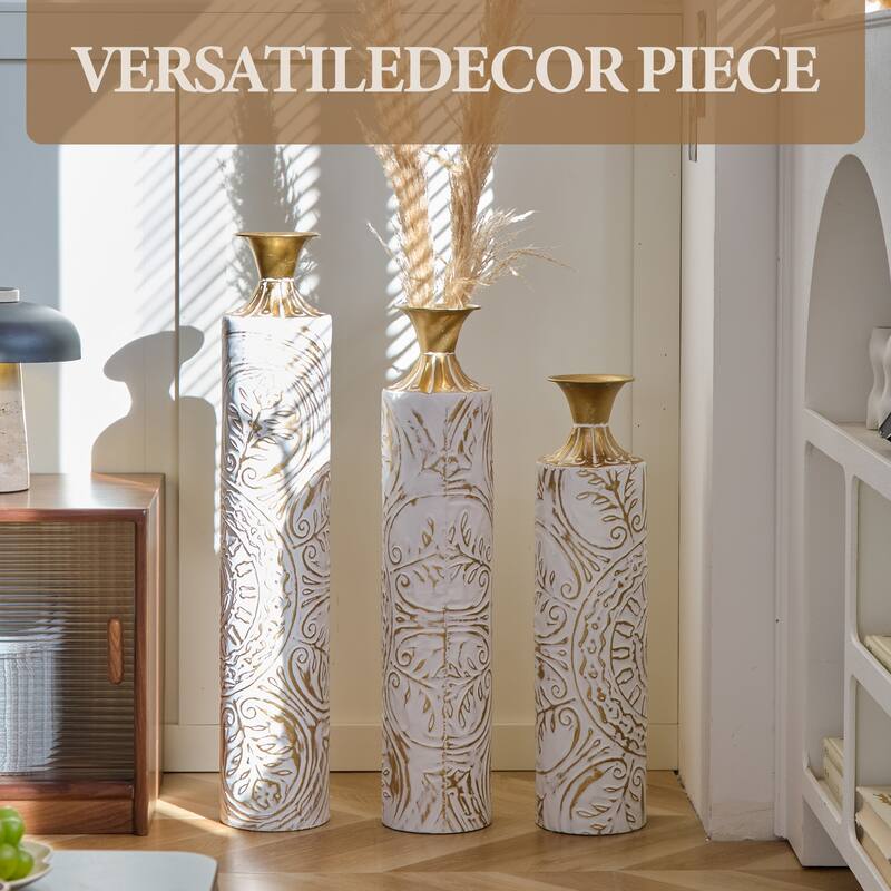 Hand-Woven PVC Rattan Floor Vase