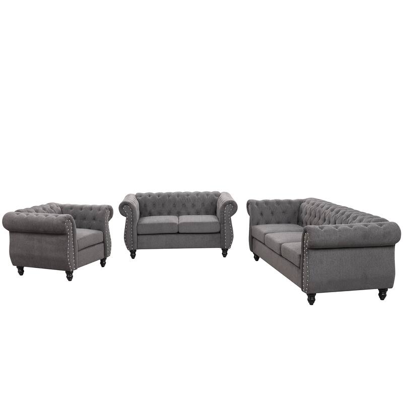 Deep Seat Velvet Sectional Sofa Set w/ Removable Cushion & Sofa Covers