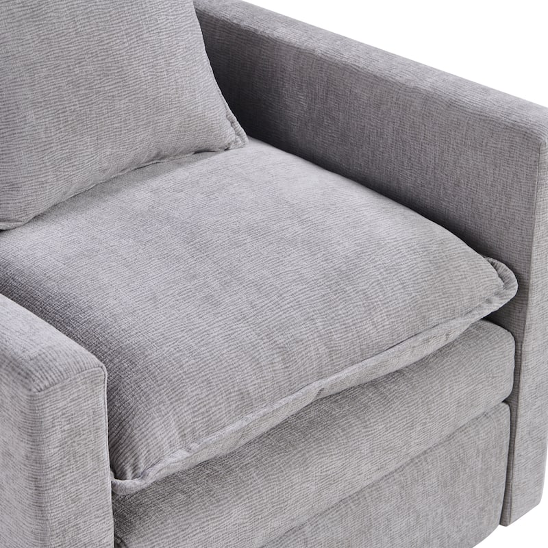Chenille Fabric Comfy Deep Single Seat Sofa Upholstered Reading Armchair Living Room