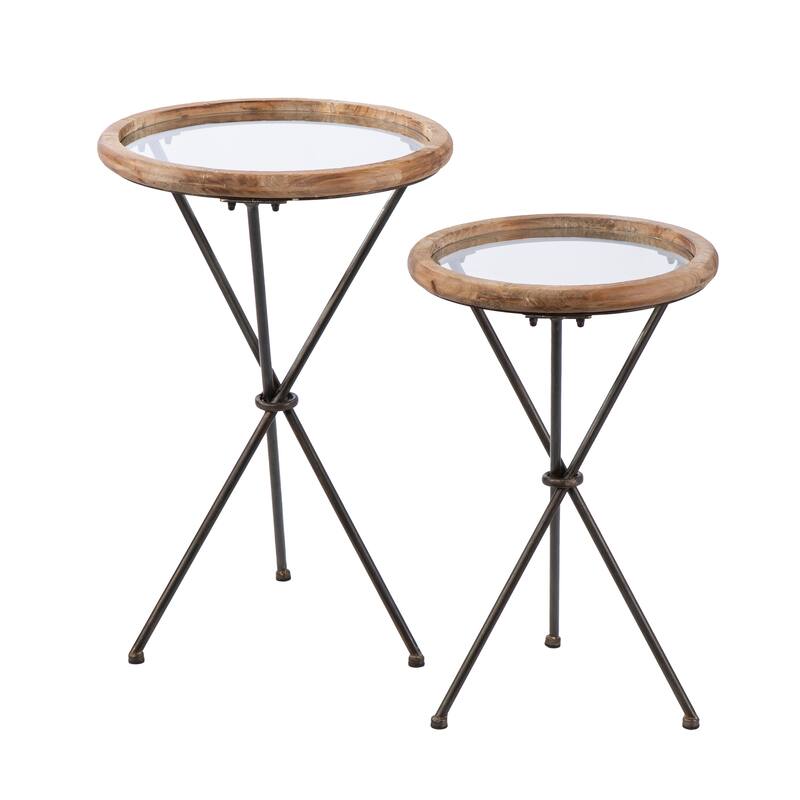 SEI Furniture Chadron Natural Glass Accent Tables (Set of 2)