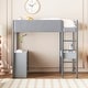 preview thumbnail 3 of 15, Full Size Loft Bed with Convertible Desk, Storage Shelf & 4 Drawers, Teddy Fleece Wood Bed Frame with Full-Length Guardrail