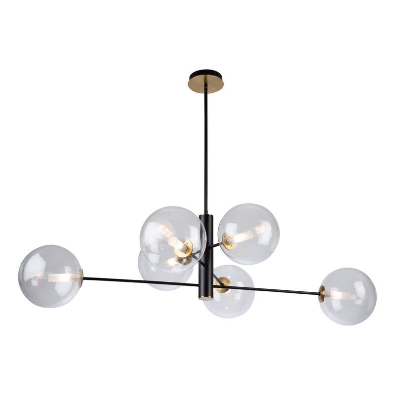 Aurelia Collection 6-Light Chandelier, Matte Black & Brass