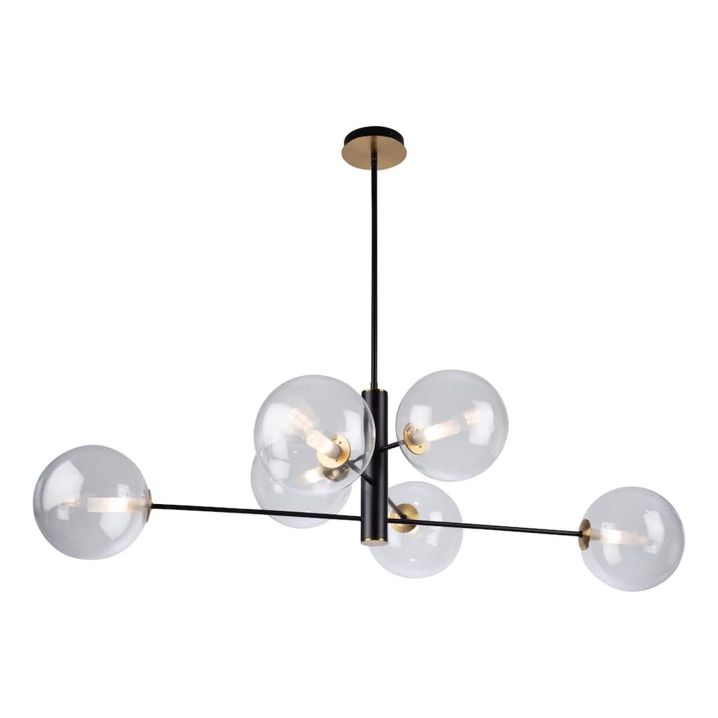 Aurelia Collection 6-Light Chandelier, Matte Black & Brass