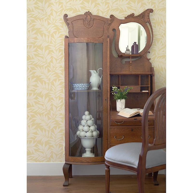 A-Street Prints Morris Yellow Leaf Wallpaper