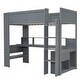 preview thumbnail 5 of 22, Gaming Loft Bed with Desk, LED & Charging Station, Mulfunctional Wood Loft Bed Frame with Storage Shelves & Drawer