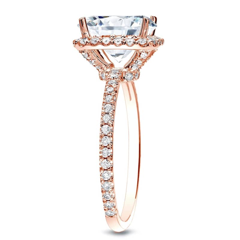Auriya 14k Rose Gold 1 1/2ctw Cushion-cut Halo Diamond Engagement Ring