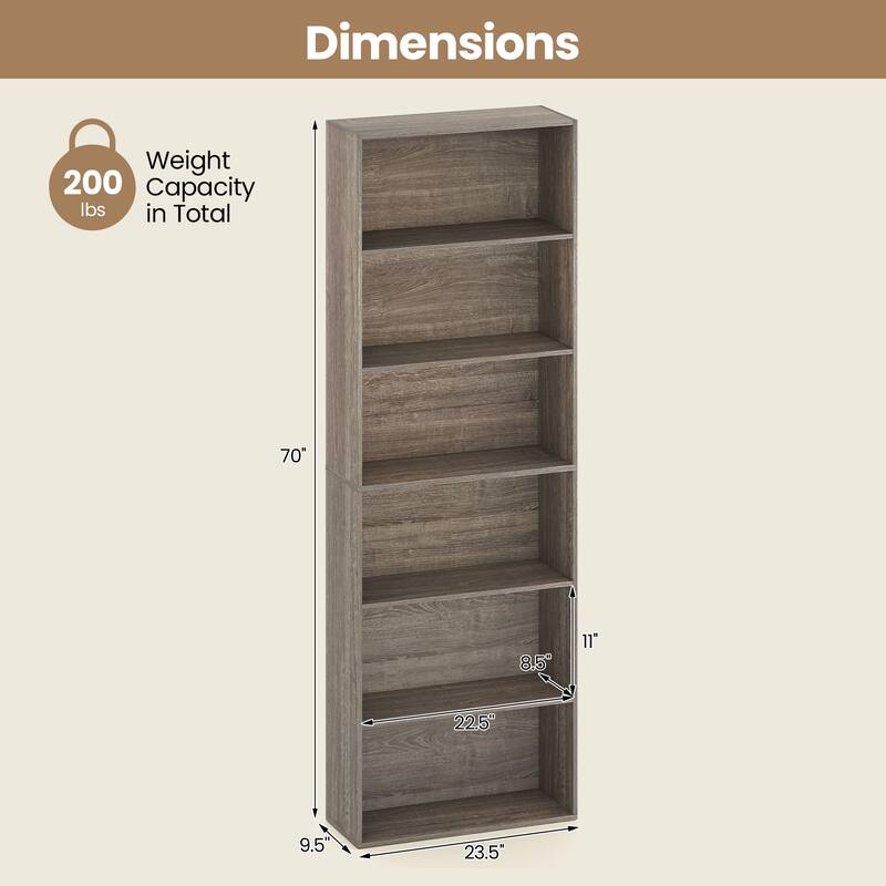 Gymax 2PCS 6-Tier Bookshelf w/Open Shelves Anti-Tipping Kits for