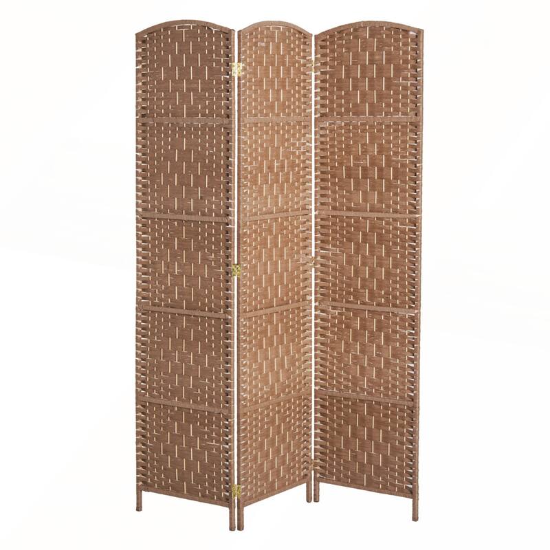 6' Tall Wicker Weave 6 Panel Room Divider Privacy Screen