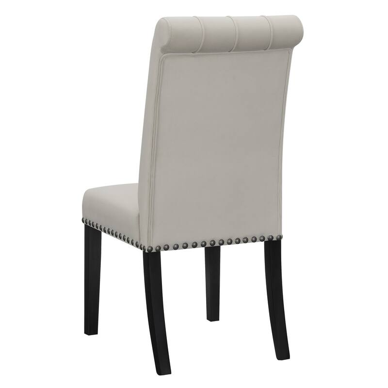 Ali 20 Inch Set of 2 Side Chairs, Light Gray Button Tufted Rolled Back