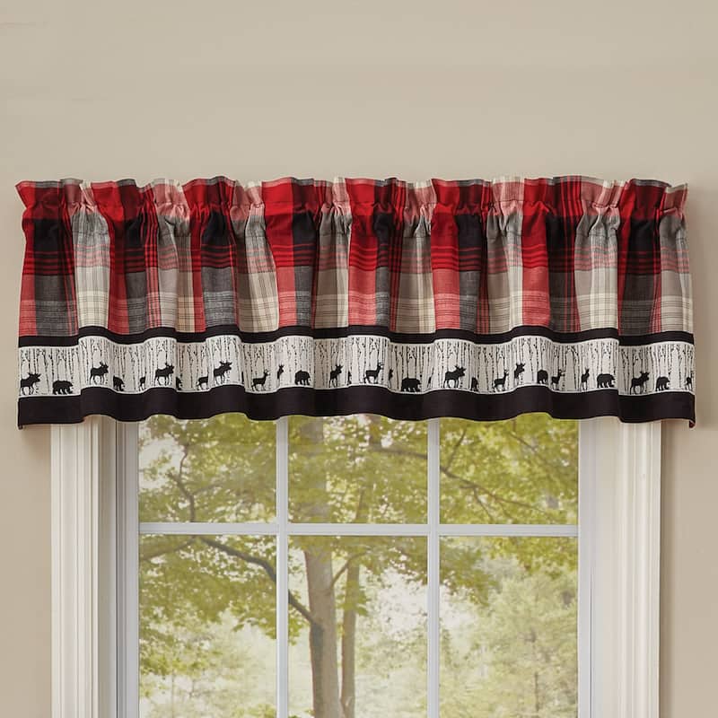Park Designs Red Champlain Lined Border Valance 14"L - 72" x 14"