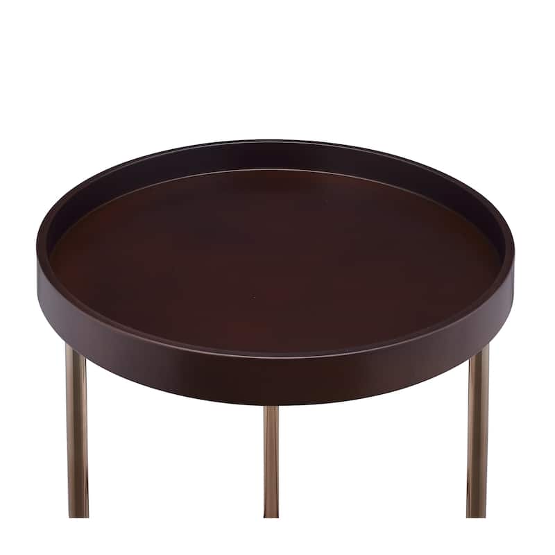 18.11" Modern Round End Table with Round Tray Top and Metal Frame for Living Room or Bedroom