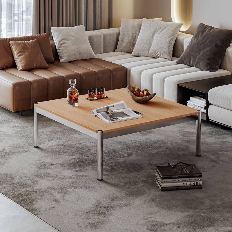 39inch Coffee Table Square Tea Table Polished Stainless Steel