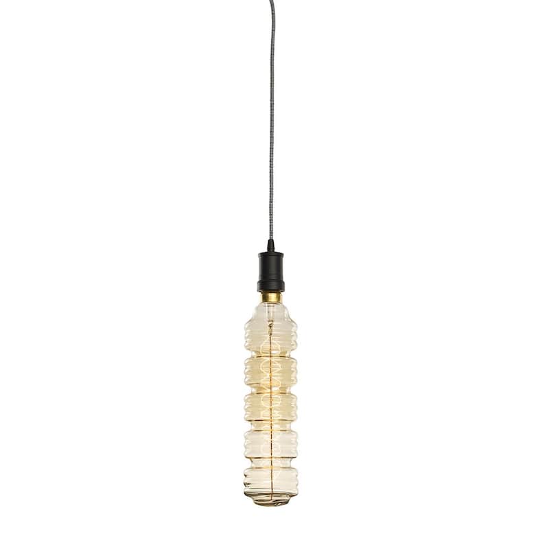 Bulbrite 1-Light Black Contemporary Pendant Socket and Canopy with LED Light Bulb