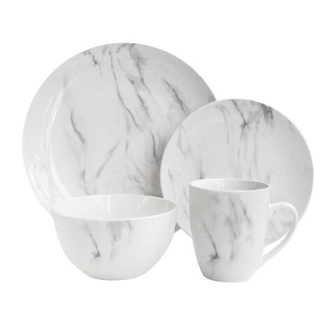 marble wh/gray 16pc dinnerware set