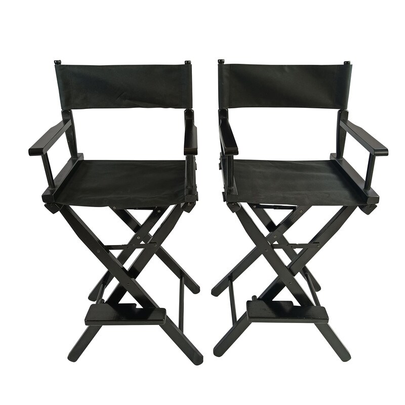 Outdoor Black Foldable Black Frame/Black Canvas Director's Chair