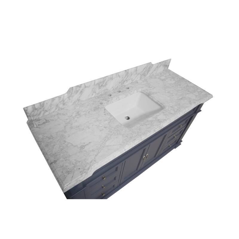 KitchenBathCollection Elizabeth 60" Single Bathroom Vanity with Carrara Marble Top