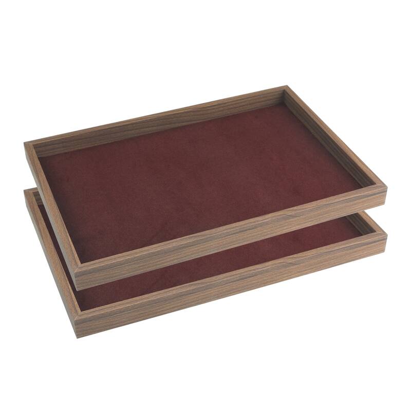 Set of 2 Stackable Velvet Jewelry Organizer Trays with Removable Dividers for Drawers, Jewelry Organizer Drawer Display Storage
