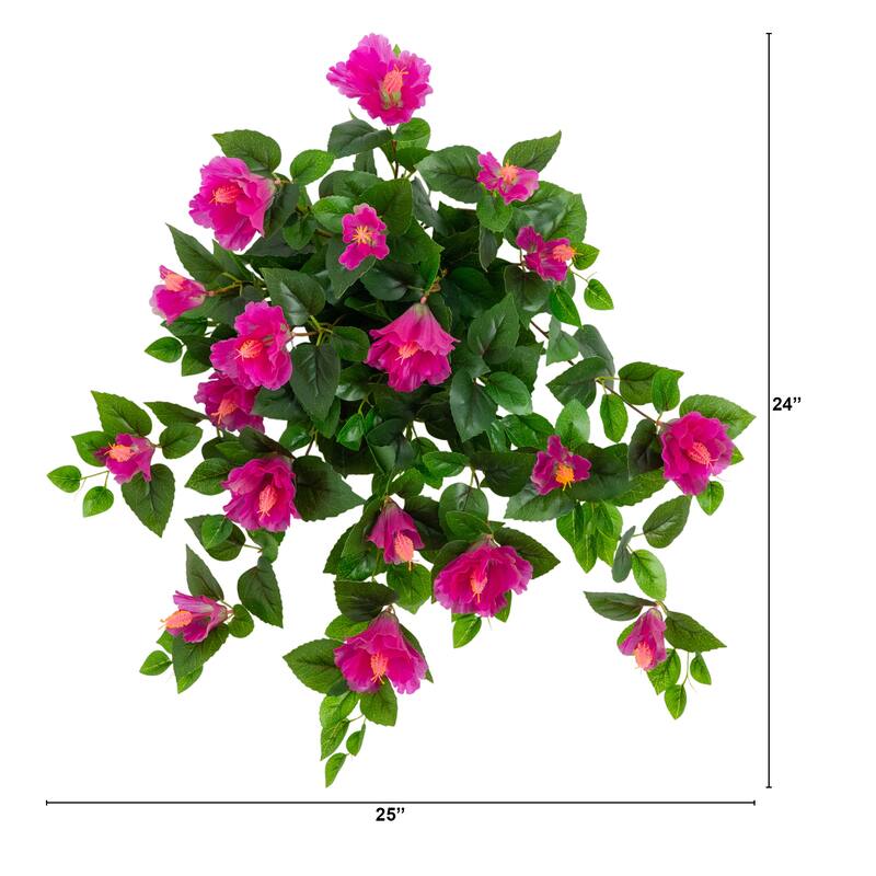 24-in UV Resistant Artificial Hibiscus Hanging Plant - Set of 2