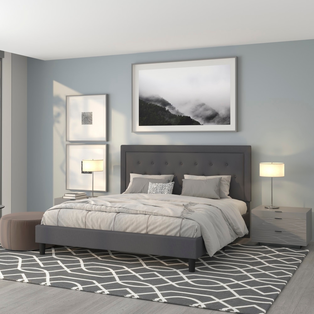 Panel Tufted Upholstered Platform Bed