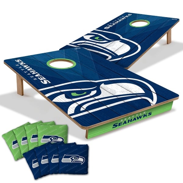 slide 2 of 6, Seattle Seahawks NFL Tailgate Cornhole Board Set Include Carrying Case