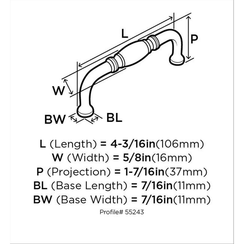 Granby 3-3/4 in (96 mm) Center-to-Center Polished Chrome Cabinet Pull - 3.75